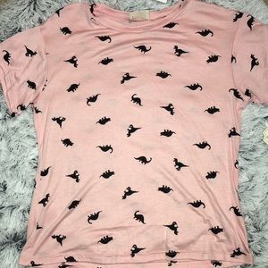 Pink dinosaur silhouette tee